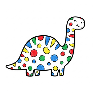 Dinosaur with Whimsical, Colorful Spots and Stripes